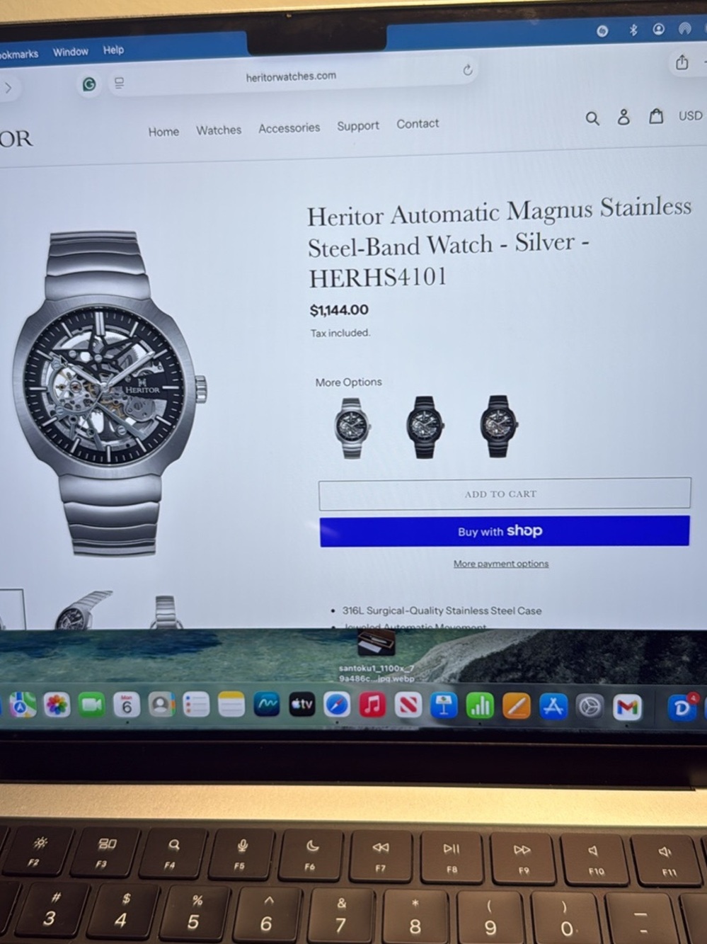 Heritor Silver Automatic Magnus Stainless Steel Band Watch